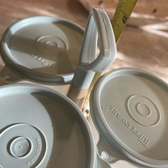 Vintage Tupperware Condiment Caddy Server with Lids and Spoons NEW blue & beige - Picture 9 of 11